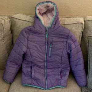 Eddie Bauer Purple Puffer Jacket with Teal Trim
